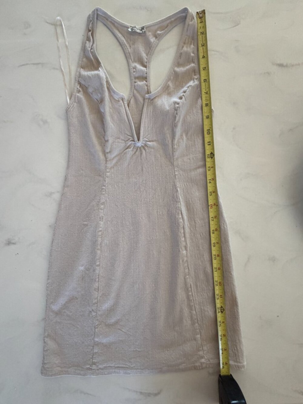 Intimately ๐ป Free People ๐ป Ladies Night Bodycon Mini Slip Dress Beige Sz Small - Picture 10 of 11